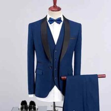 Pattern Groom Tuxedos Shawl Lapel Men Suits Wedding Best Man