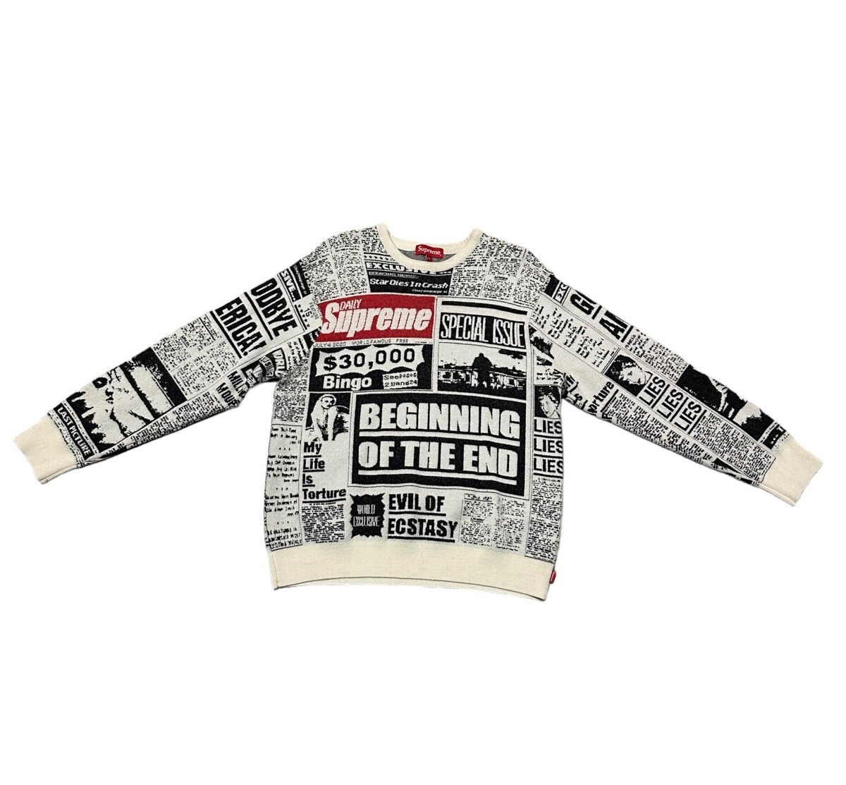 新品未使用 Supreme News Print Sweater Mサイズ FW18 Supreme Newsprint Sweater size M medium jumper