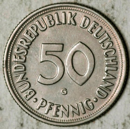 1950 -G GERMANY 50 PFENNIG (ALMOST UNC!) - Picture 2 of 2