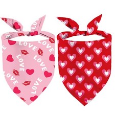 Valentines Day Dog Bandana 2 Pack Dog Valentines Bandana Party Costumes Trian...