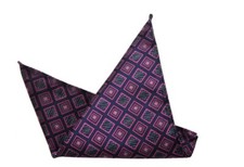 Eksel Pocket Square Purple Black Gray Geometric Men's