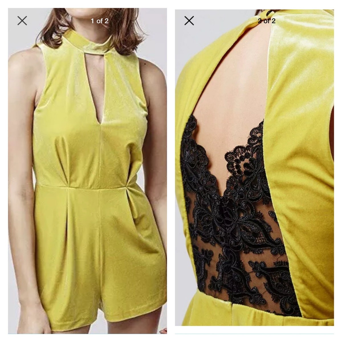 Jacquard Jumpsuit Topshop Green Playsuit Yellow Jumpsuit Topshop