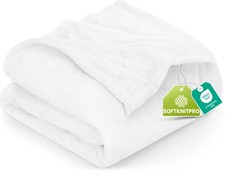 Fleece Blanket King Size White 90x102 Inches Ultra Soft Warm Lightweight Mi...