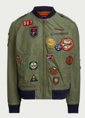 POLO SPORT RALPH LAUREN Sportsman Great Outdoors Patches Bomber Jacket Green M - Photo 1/4