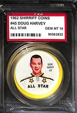 1962 Shirriff Coins #45 DOUG HARVEY AS PSA 10 GEM-MT 90582832 