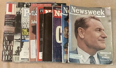 Lot of 9 Magazines 1962-2003, JFK Jr, Einstein Rockefeller, Pearl Harbor, Comet