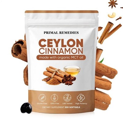 300PCS Softgels Ceylon Cinnamon with MCT Oil   Extra Strength Sugar Support