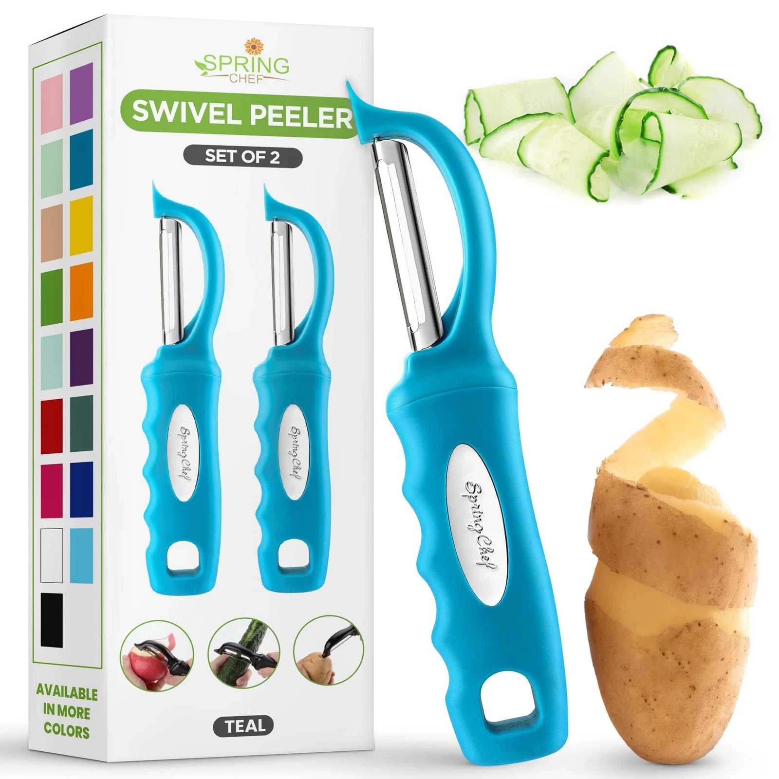 Stainless Steel Swivel Potato Peelers for Kitchen, Dishwasher Safe Veggie Pee...