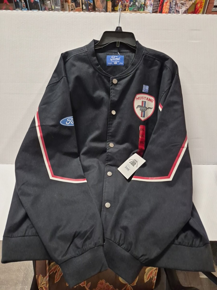 Ford Mustang Road Trip Mens XXL Black Bomber Jacket Snap Front