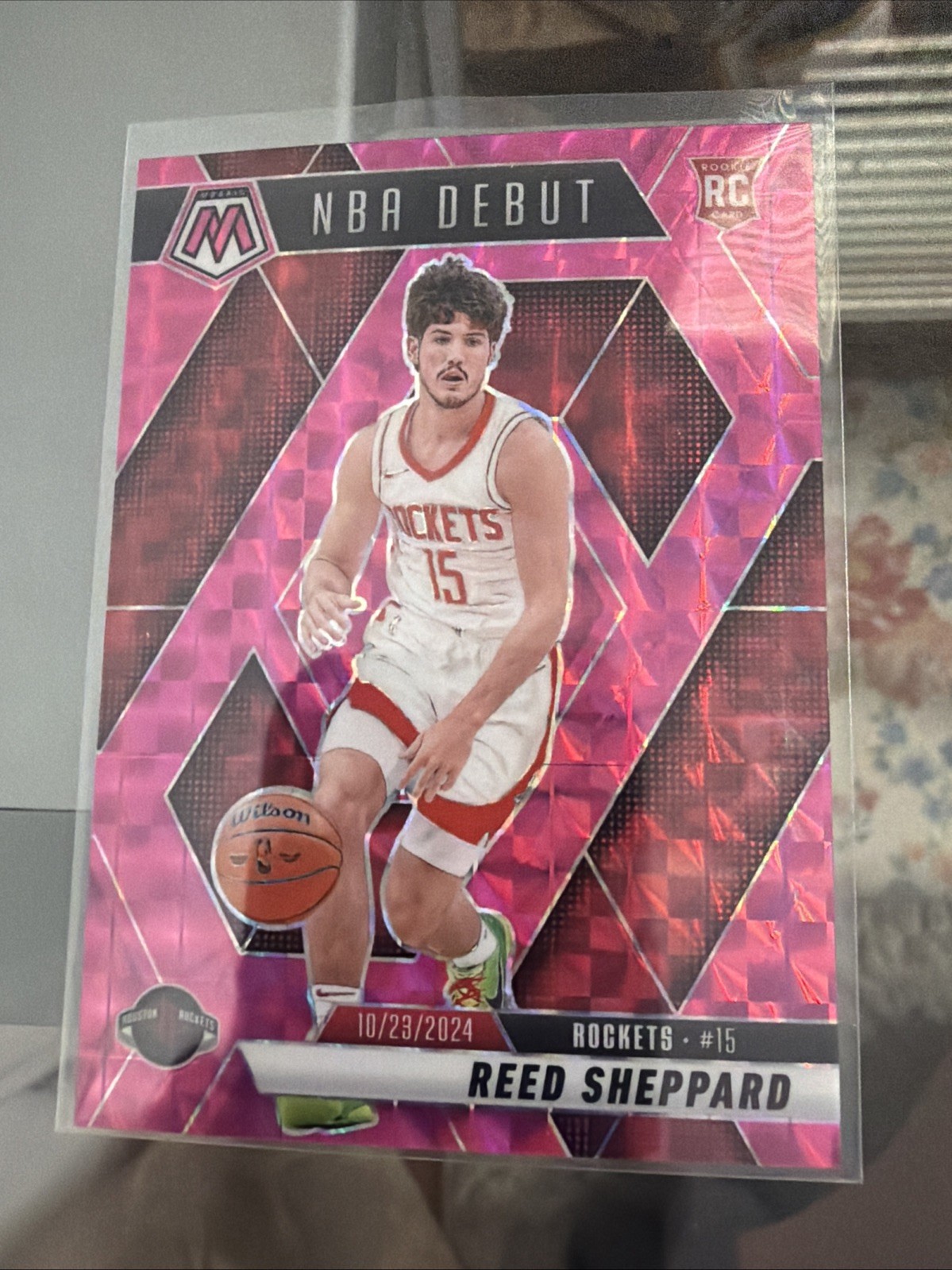 REED SHEPPARD ROOKIE 2024-25 Panini Mosaic NBA Debut RC #252 PINK PRIZM /175