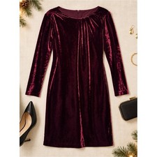 The Limited Burgundy Velvet Long Sleeve Sheath Cocktail Dress Medium