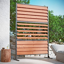 6 x 4 ft Louvered Wood Privacy Fence Panel Adjustable Screen with Louverd Slats