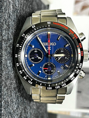 Seiko Prospex Speedtimer Chronograph SSC815 Blue Dial Tachymeter SS Bracelet Box