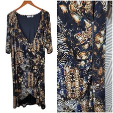 Cato Stretch Wrap Dress Plus size 20W 20 2X Ruched Geometric Animal Print Midi