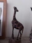 Wooden Giraffe Figurine Statue Hand Carved Painted African Safari 8” Tall — photo 1