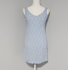 Vintage Y2K GAP Sleeveless Baby Blue Floral Slip Mini Dress Womens Extra Small