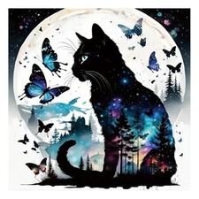 Black Cat Diamond Painting Kits for Adults, Round Full Drill Diamond Art