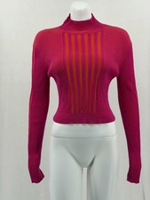 Ohne Titel Sweater Womens Medium Pink Orange Striped Mock Neck Knit Pullover