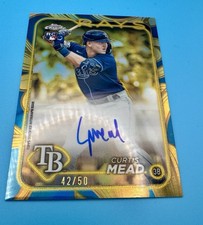 2024 TOPPS GILDED CHROME GOLD AUTOGRAPHS CURTIS MEAD #CGA-CM BLUE /50 RAYS RC