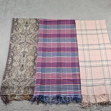 V. Fraas Scarves Womens One Size Cashmink Made in Germany Lot Plaid Paisley