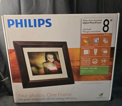 DIGITAL PHOTO FRAME Philips LCD Mahogany - 8 inch Home Essentials W/ Clock