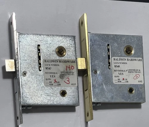 Lot of 2 Baldwin 8540 LH Privacy Knob Mortise Small Case 2-1/2” Backset Locks