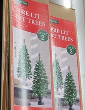 4 ft Pre-Lit Artificial Christmas Trees Total 4 Trees LED Warm White Lights New