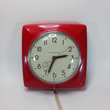 Vtg Mid Century Modern GENERAL ELECTRIC Kitchen Wall Clock Model 2QH2 RED