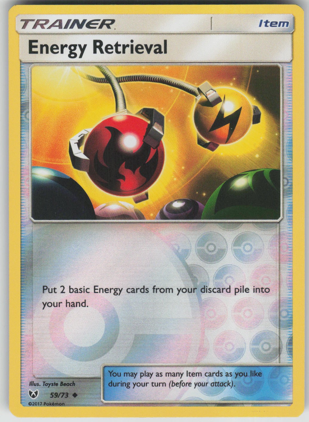 Pokemon TCG Energy Retrieval Uncommon Reverse Holo Shining Legends 59/73