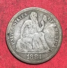 1884 US Seated LIBERTY SILVER Dime! "LIBERTY" Shows! Old US Coin!