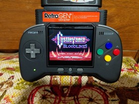 RetroDuo Portable SNES V2.0 Handheld System - Black with Retrogen Adapter