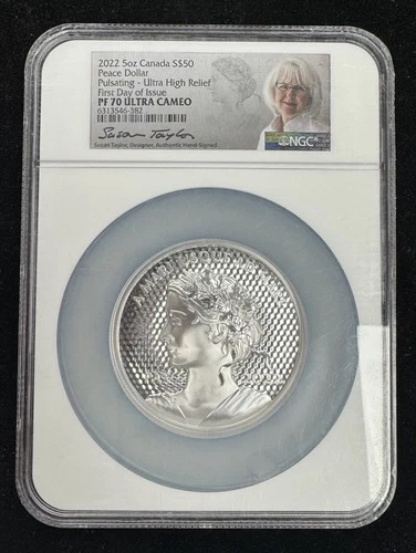2022 5 oz Canada $50 Peace Dollar Pulsating UHR ER NGC PF70 ULTRA CAMEO Taylor