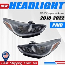 For 2018-2021 Hyundai Accent SE SEL Halogen Headlights Assembly Left Right Pair