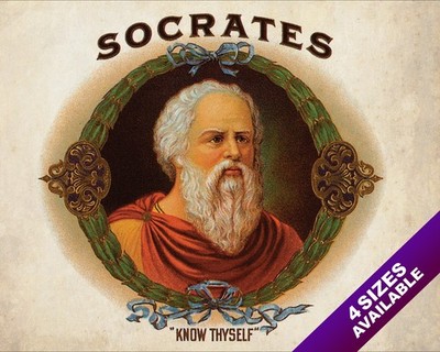 VINTAGE SOCRATES PORTRAIT KNOW THYSELF OLD CIGAR AD POSTER ART REAL CANVAS PRINT