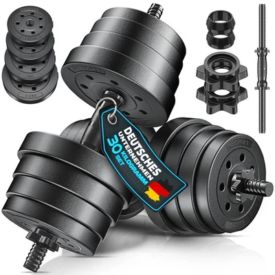 RE:SPORT Hantelset 30 kg Kurzhanteln Langhantel Set Hantel Hantelscheiben Krafttraining