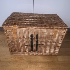 Large Harrods Lined Wicker Hamper Basket NEW L56cmXW38cmH38cm