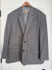 Synrgy Performance Sport Coat 52R Gray Stretch Blazer Floral Lining Modern Fit