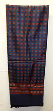 VINTAGE AUTHENTIC CHRISTIAN DIOR MEN'S NAVY SILK/WOOL DOUBLE SIDED SCARF