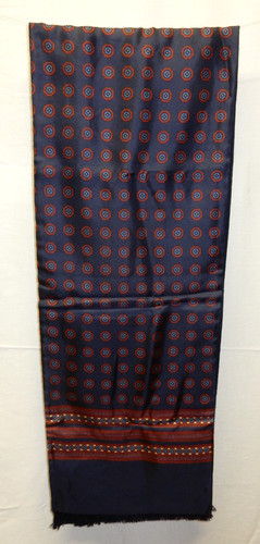 VINTAGE AUTHENTIC CHRISTIAN DIOR MEN'S NAVY SILK/WOOL DOUBLE SIDED SCARF