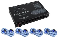 Crunch CREQ7B 7 Band Car Equalizer EQ 9 Volt Line Driver+Sub Control+RCA Cables