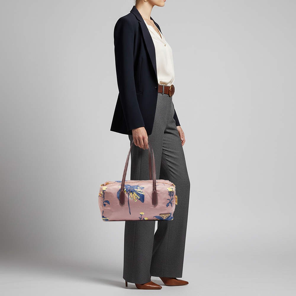 Prada LilacMulticolor Faille Nylon Satchel thumbnail 2