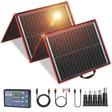 DOKIO 150W 18V Portable Solar Panel Kit (ONLY 9lb) Folding Solar Charger with...