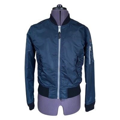 Schott American College dunkelgrüne Nylon Bomberjacke Damen UK10