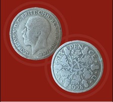 1928 Sixpence King George v Silver Coin, UK