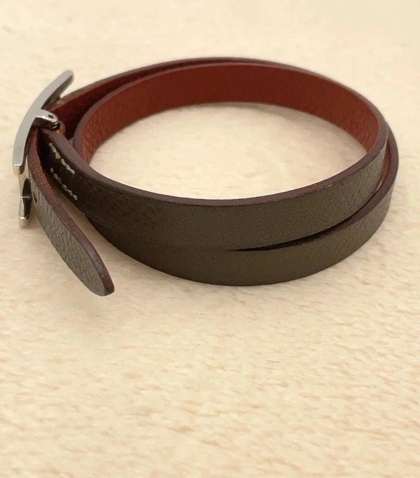 Подлинный Hermes Behapi двойной кожаный браслет с коробкой BA100490 - Изображение 2 из 4