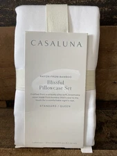 Standard/Queen Rayon From Bamboo Blissful Pillowcase Set White -  Casaluna