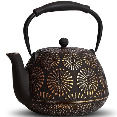 1 PCS Cast Iron Teapot 40oz Kettle Infuser Sakura Design 1200ml Black