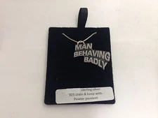 Man Behaving Badly emblem on  925 sterling silver Necklace 16,18,20,26,30 refa86