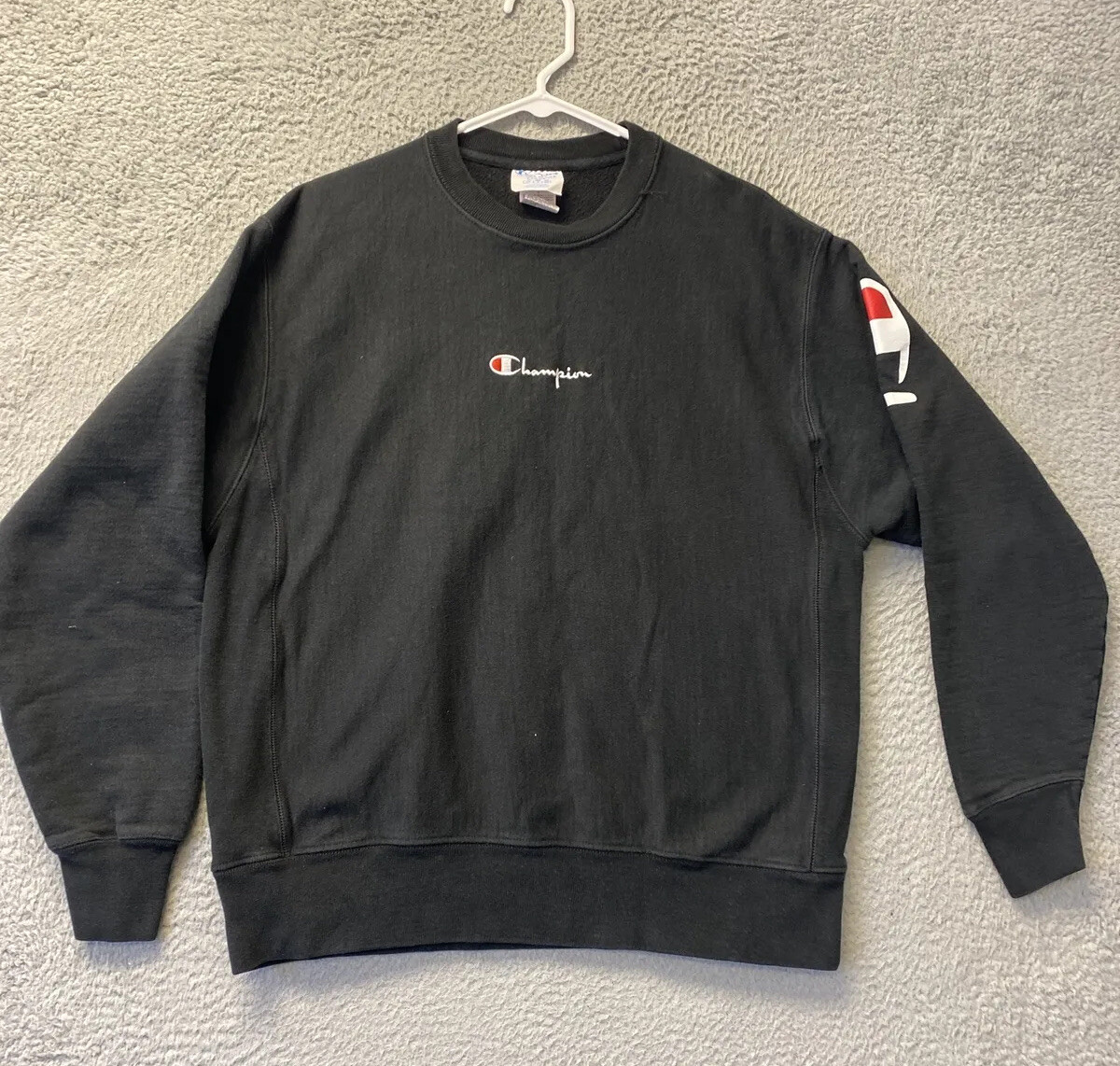 Vintage Champion Reverse Weave Men's Size Large Black Crew Neck
