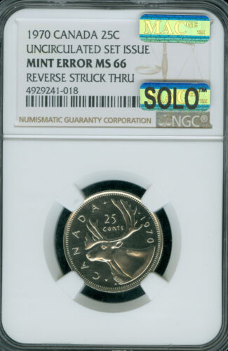 1970 ERROR CANADA 25 CENTS NGC MS66 PQ MAC SOLO FINEST & SPOTLESS * - Picture 1 of 2
